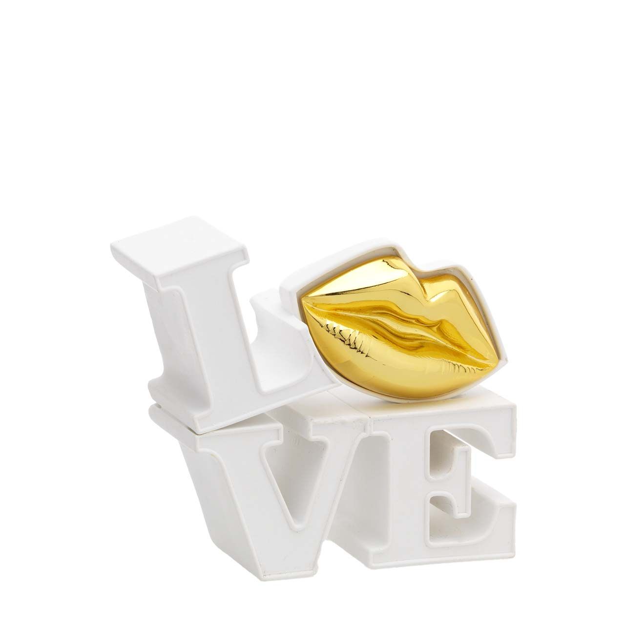 SCULTURA LOVE piccola con bocca oro 11X10CM